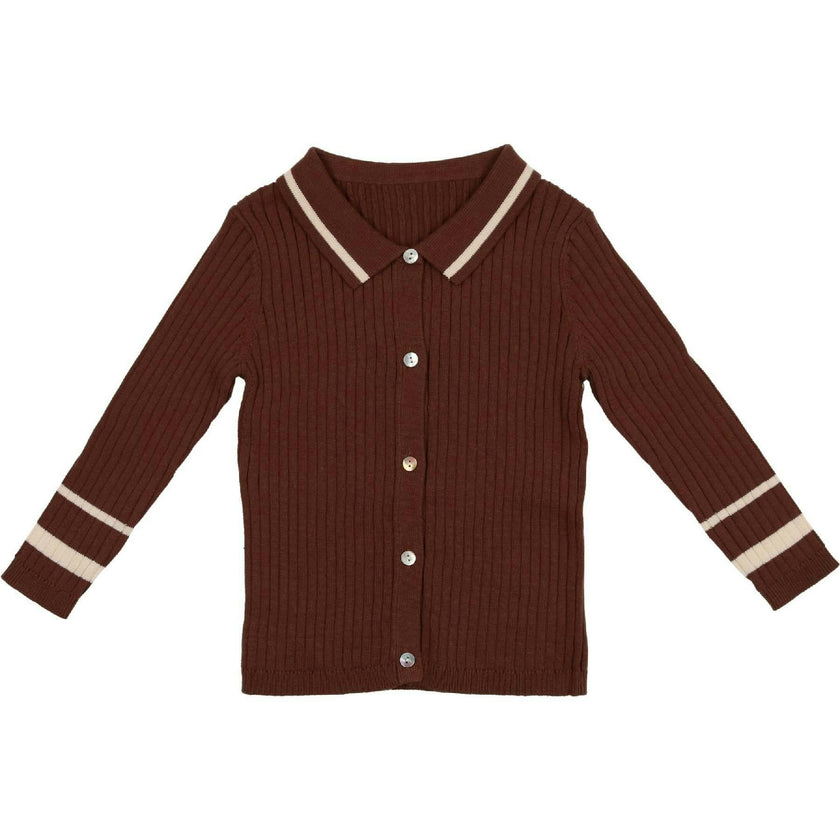 Classic Collar Contrast Stripe Cardigan