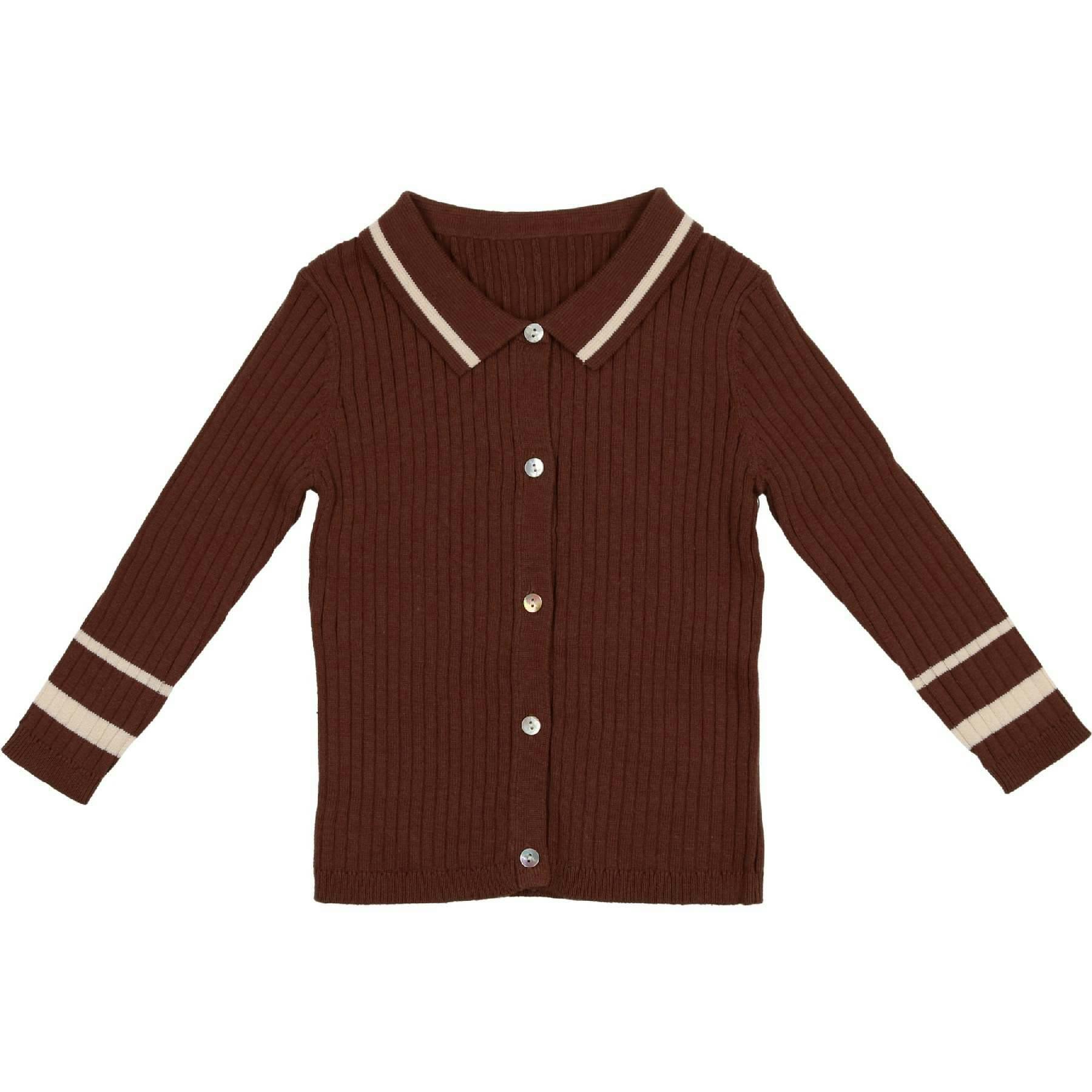 Classic Collar Contrast Stripe Cardigan