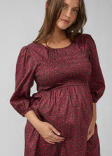 Smocked Paisley Cotton Maternity Dress