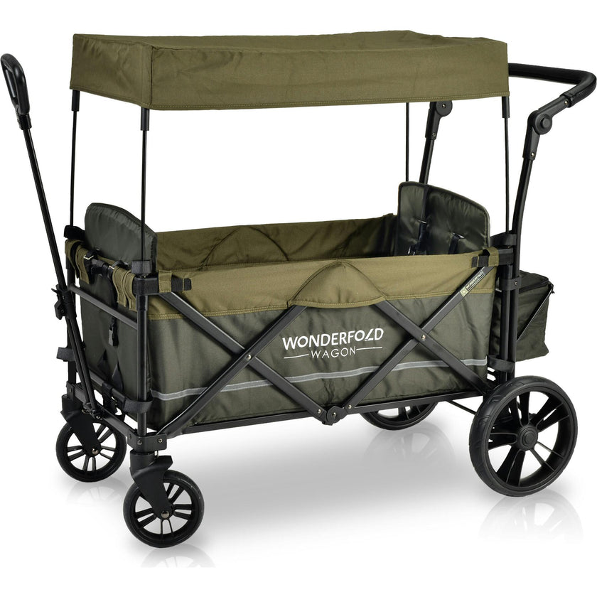 Pull & Push Double Stroller Wagon 2 Seater with Magnetic Seatbelt Buckles