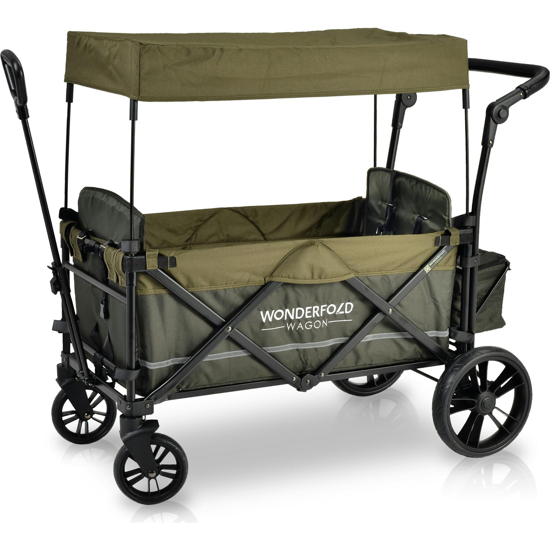 Pull & Push Double Stroller Wagon 2 Seater with Magnetic Seatbelt Buckles