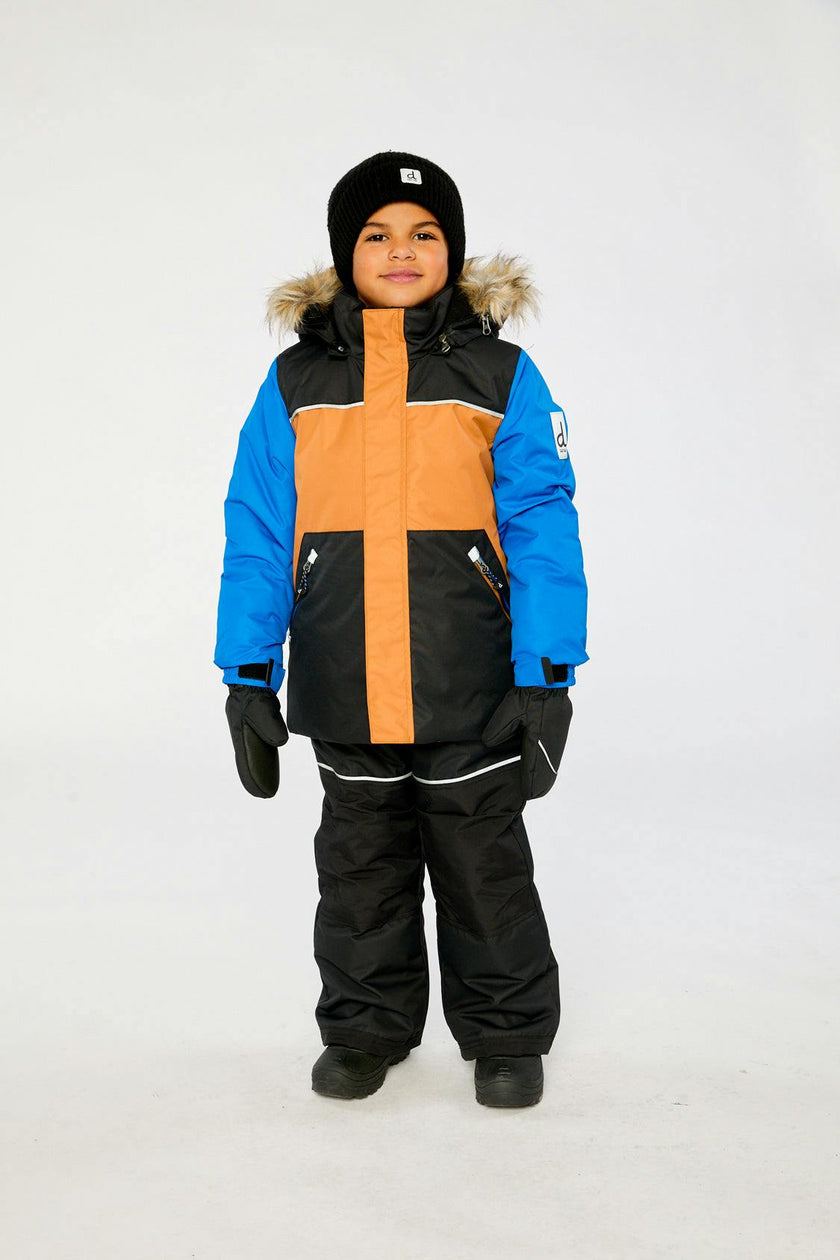 Two Piece Discover Snowsuit Black Brown and Blue