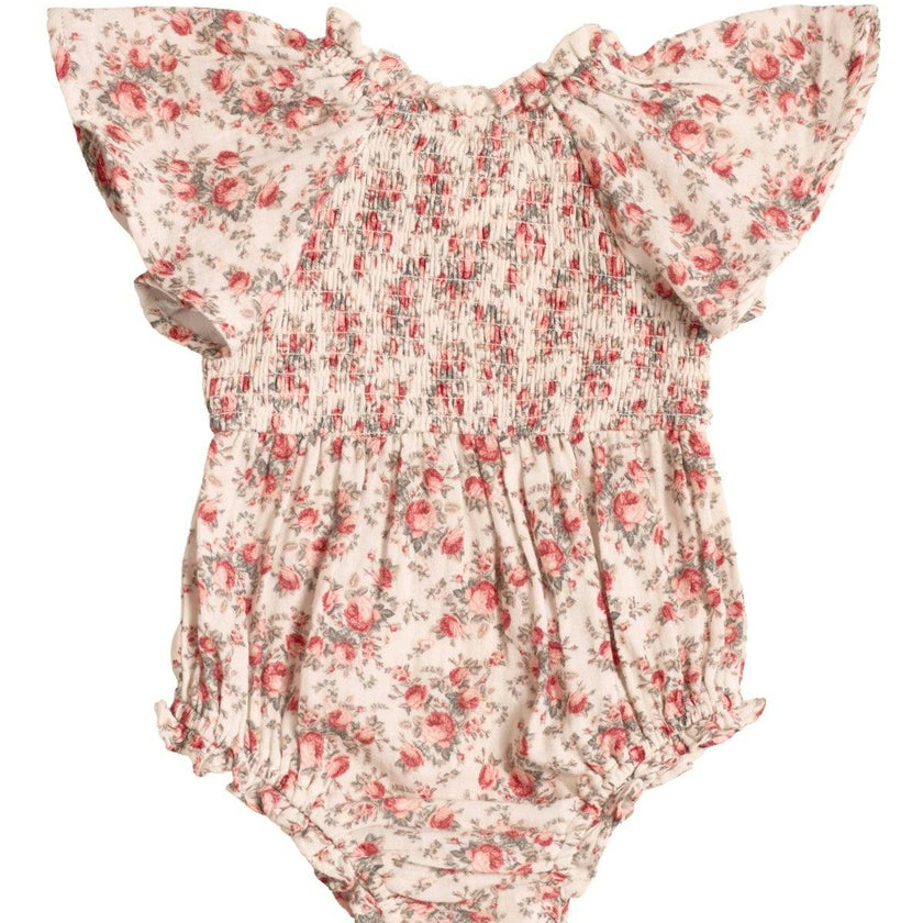 Baby Jovie Romper in Ivory Heritage Rose
