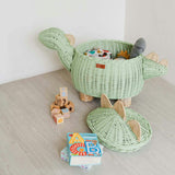 Dinosaur Handcrafted Rattan Storage Basket Mint Green - Large Wicker