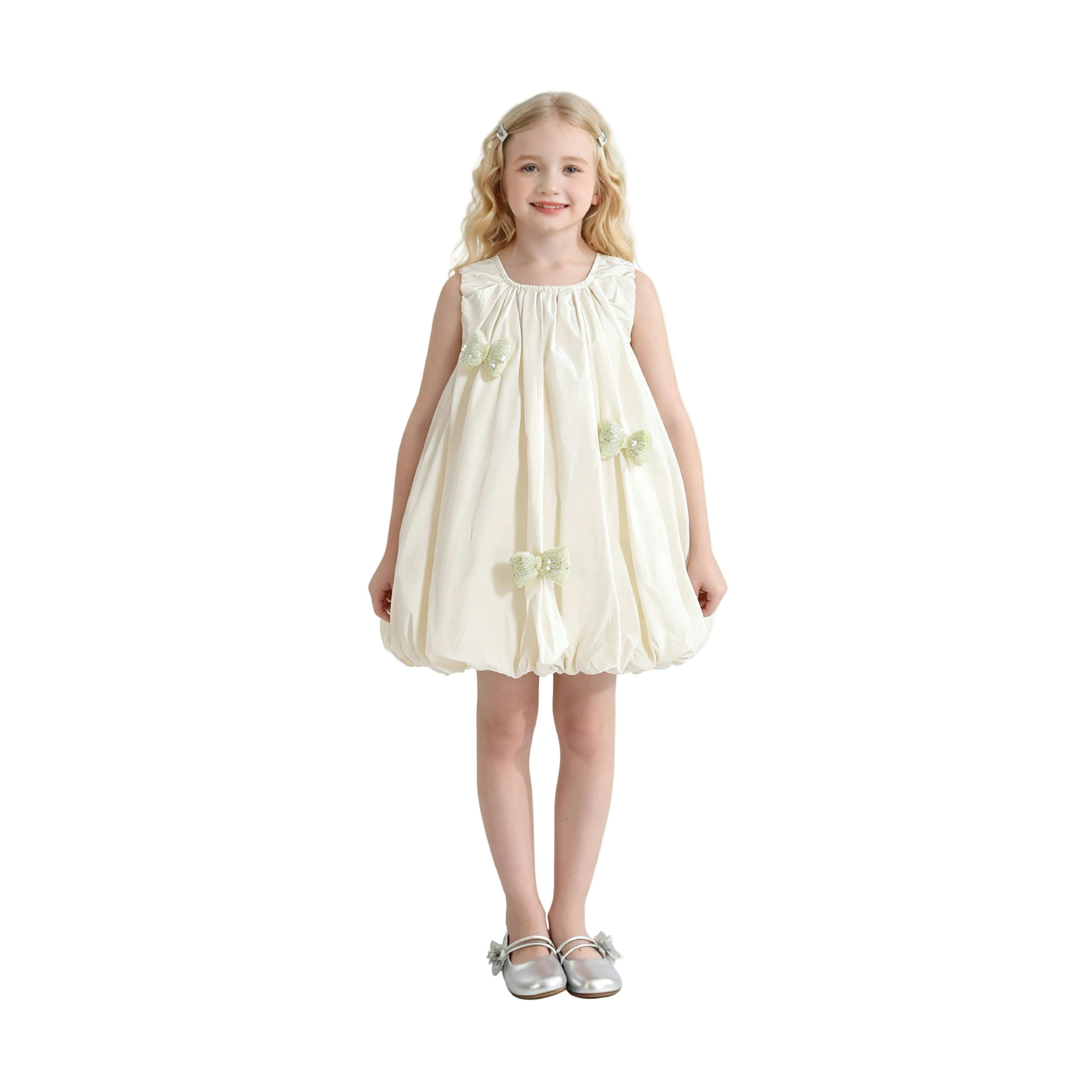 Cream Annalise Sequin Bow Balloon Dress
