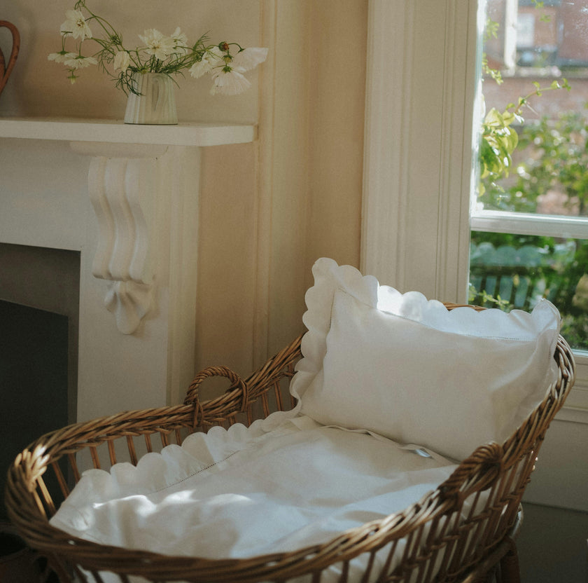 Scalloped Starlight Baby Duvet, White