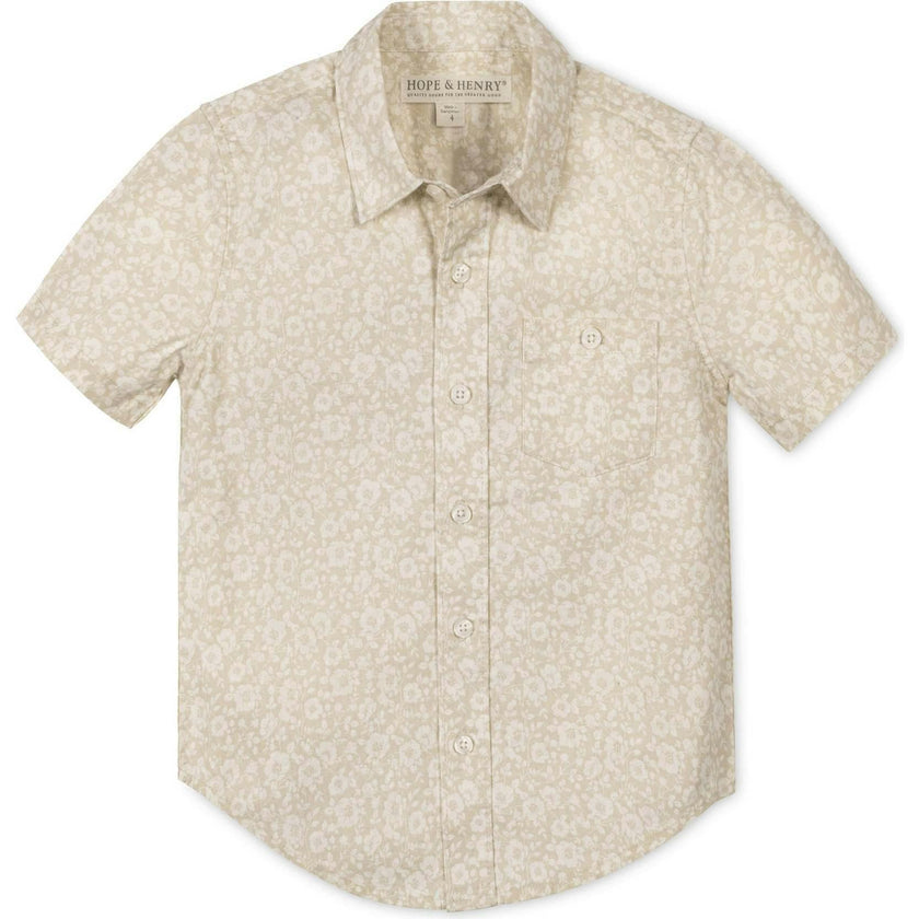 Linen Short Sleeve Shirt, Brown