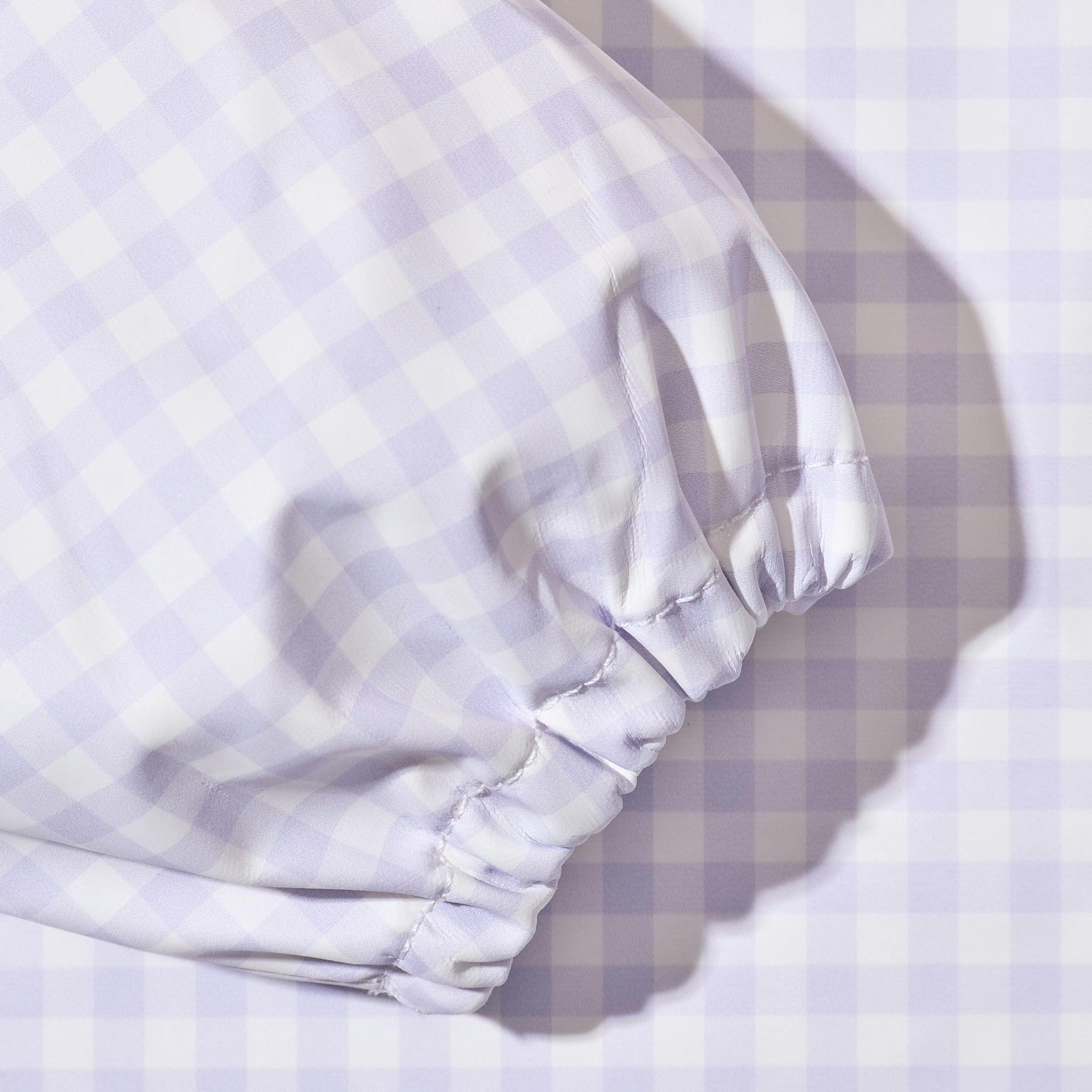 Magnetic Long Sleeve Bib - Violet Check