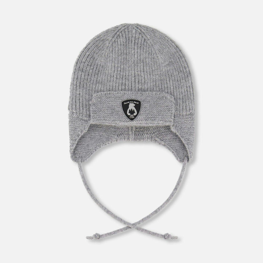 Lined Baby Knit Hat with Ears and Strings