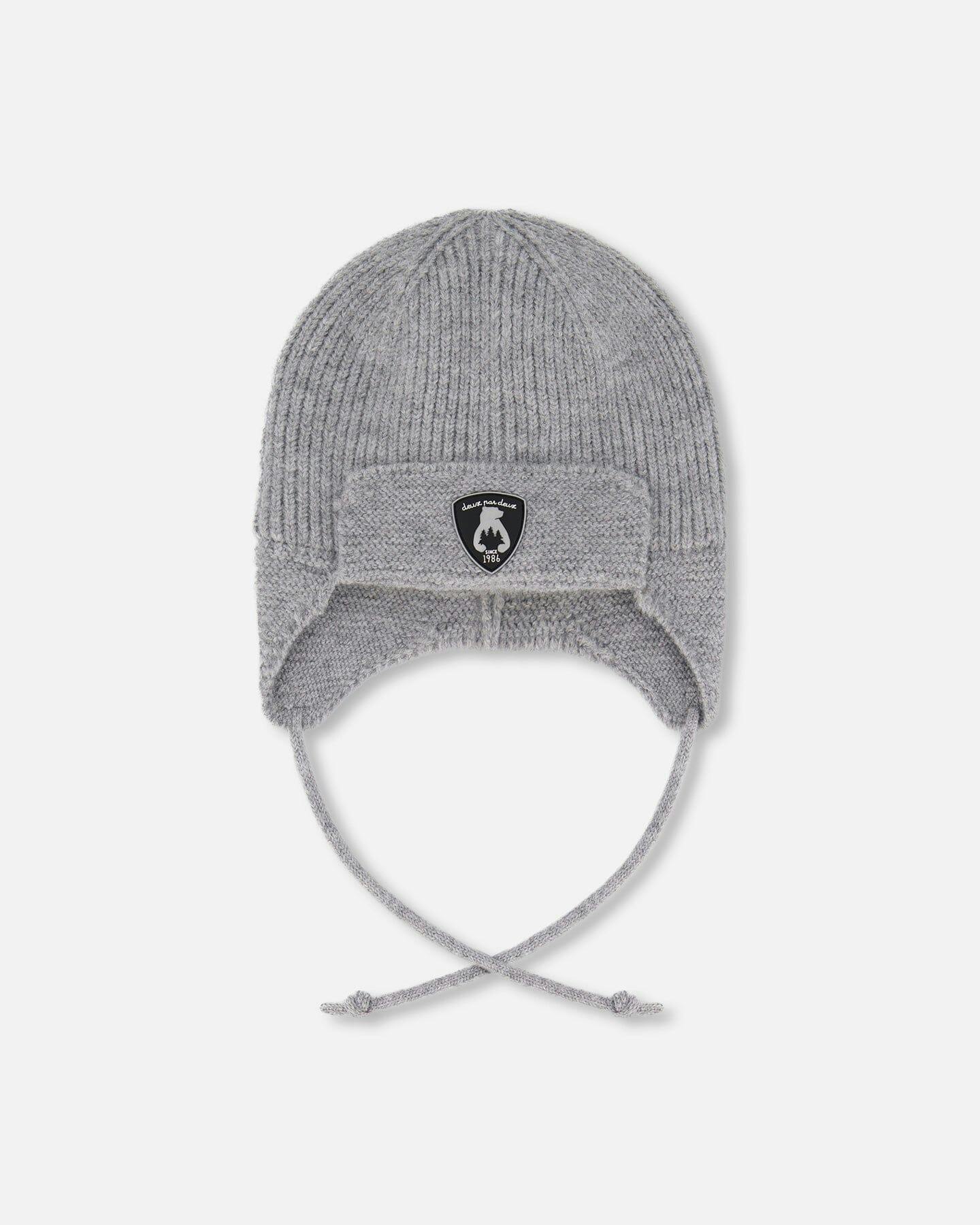 Lined Baby Knit Hat with Ears and Strings
