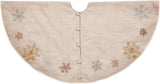 Handmade Pastel Snowflakes Linen Christmas Tree Skirt Natural 60" Arcadia Home
