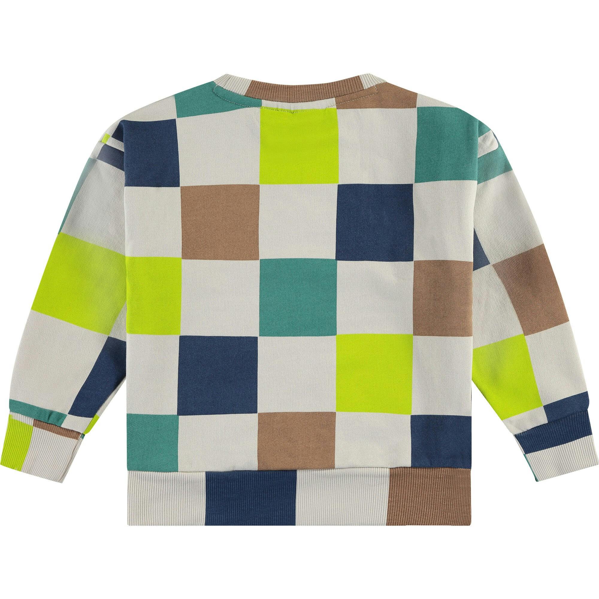 Bold Checkered Crew Neck Pullover Sweatshirt