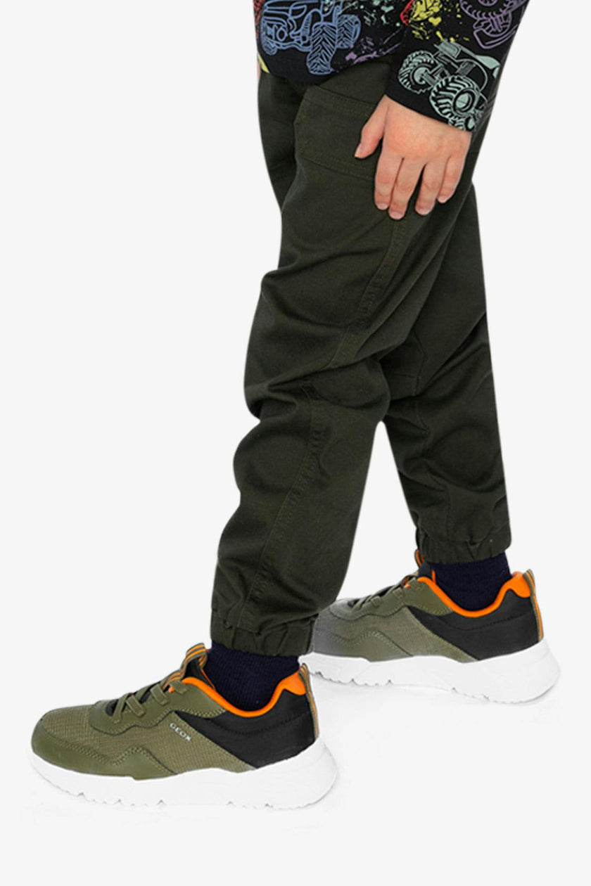 Stretch Canvas Jogger Pants Very Dark Green