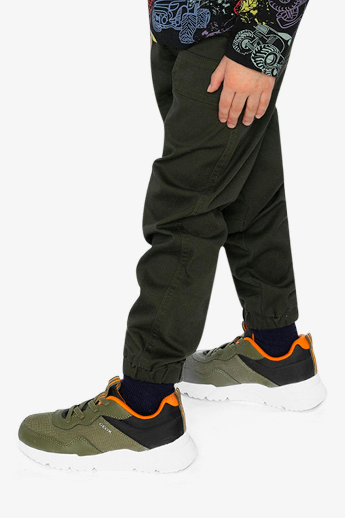 Stretch Canvas Jogger Pants Very Dark Green