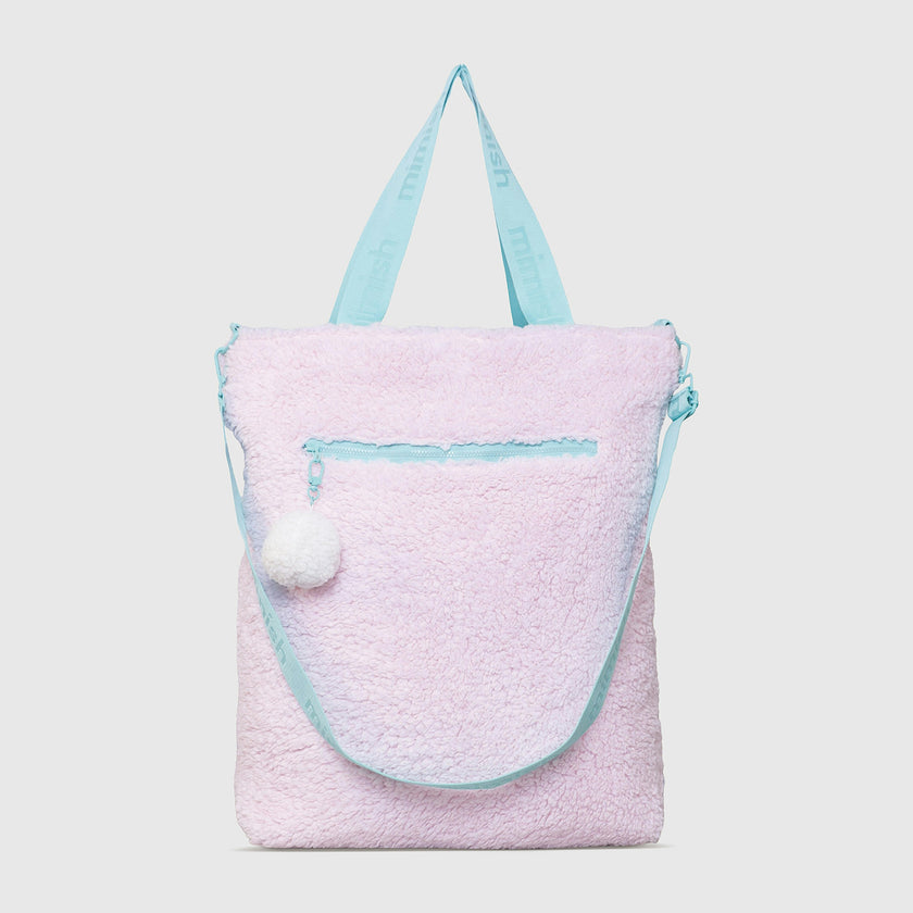 Snuggle Tote XL – The Oversized Sherpa Tote Bag for Sleepovers, Cotton Candy
