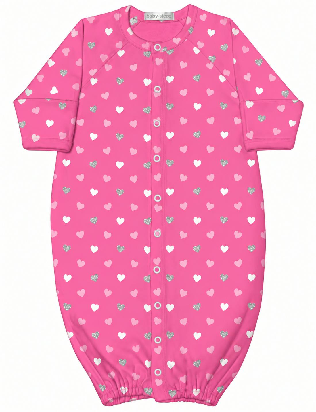 Baby Converter Gown - Pink Glitter Hearts