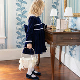 Long Sleeve Grace Dress in Midnight Blue Velvet