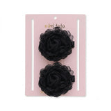 Black Tulle Flower Hair Clip Duo