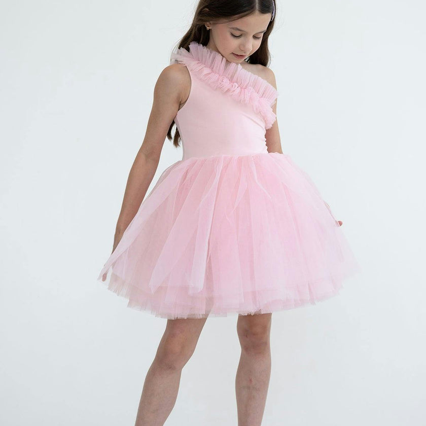 One Shoulder Ruffle Tutu Dress