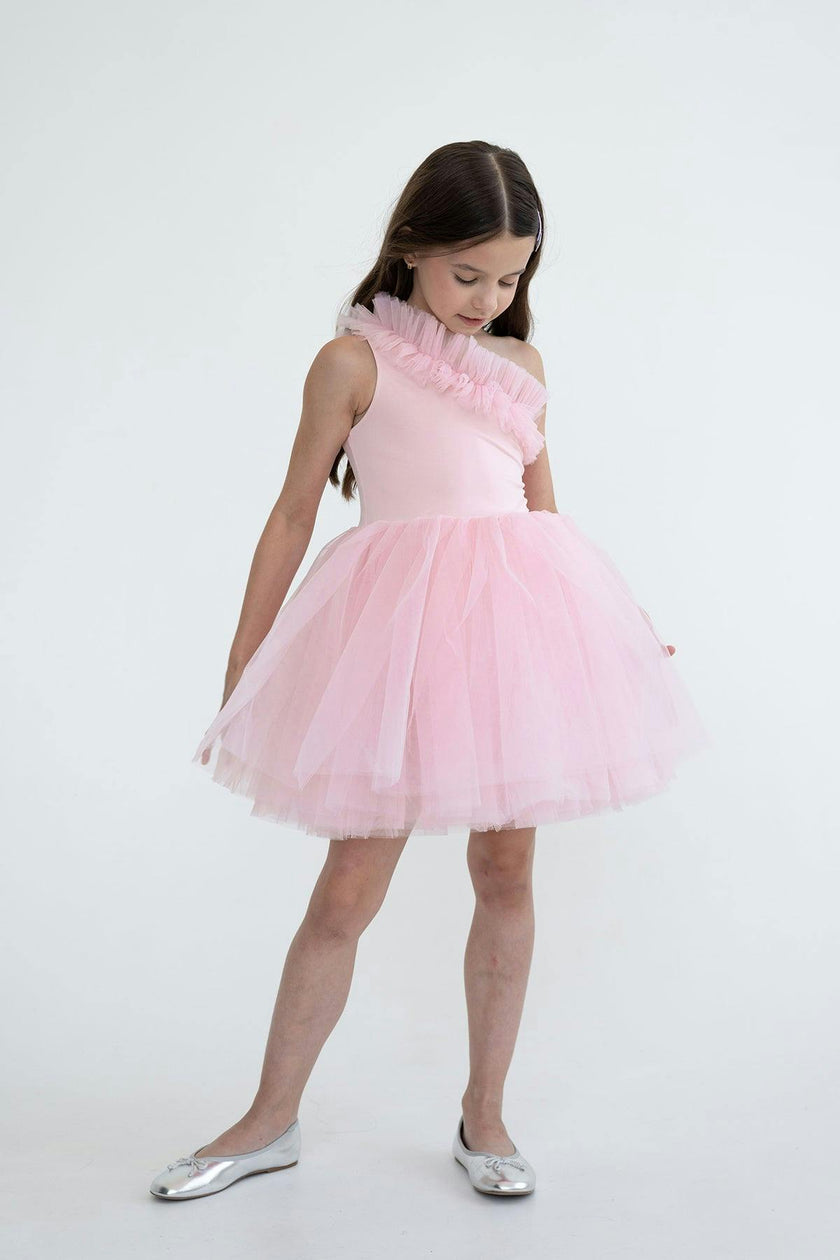 One Shoulder Ruffle Tutu Dress