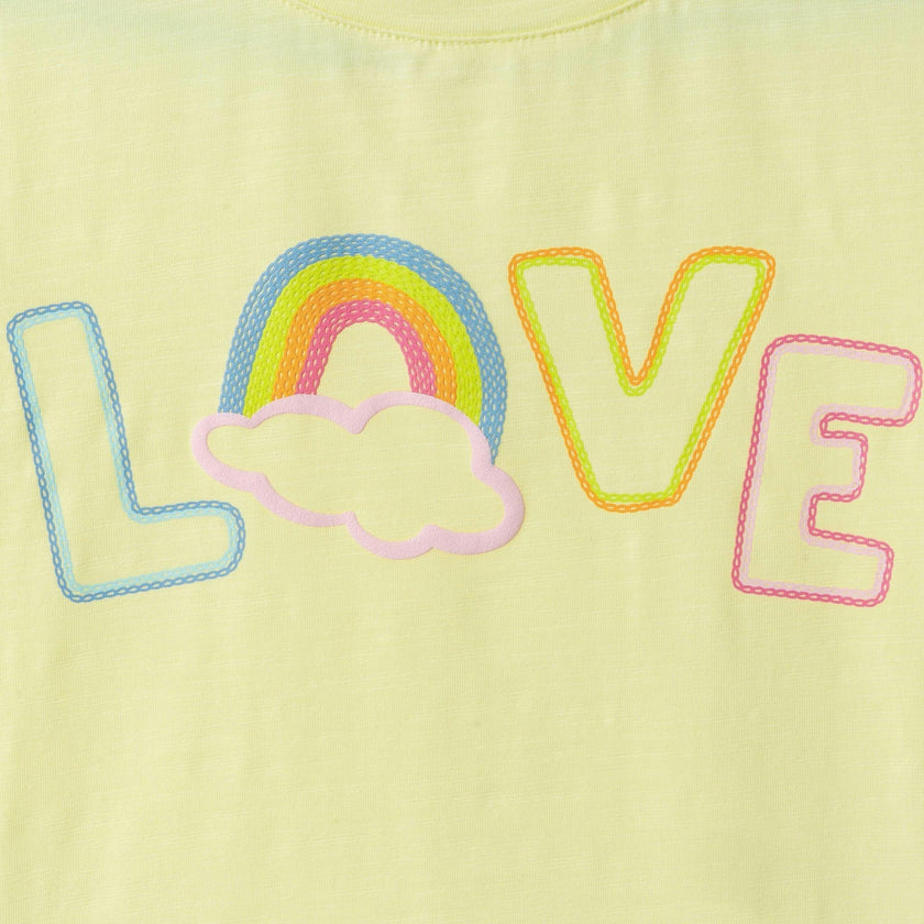 Girls Emroidered Tee | Rainbow Love
