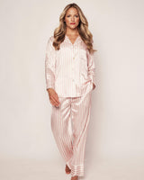Women's Silk Pajama Set in Pink Stripe