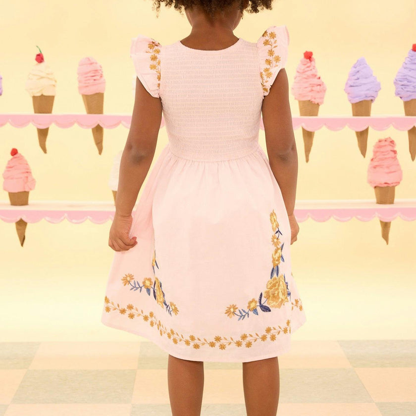 Mini Hattie Dress in Embroidered Spring Floral