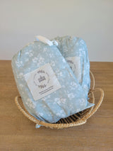Daphne Icy Blue Floral Muslin Crib Sheet