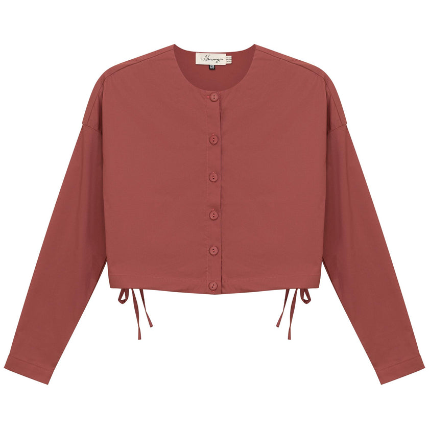 Cotton Cropped Side Tie Blouse