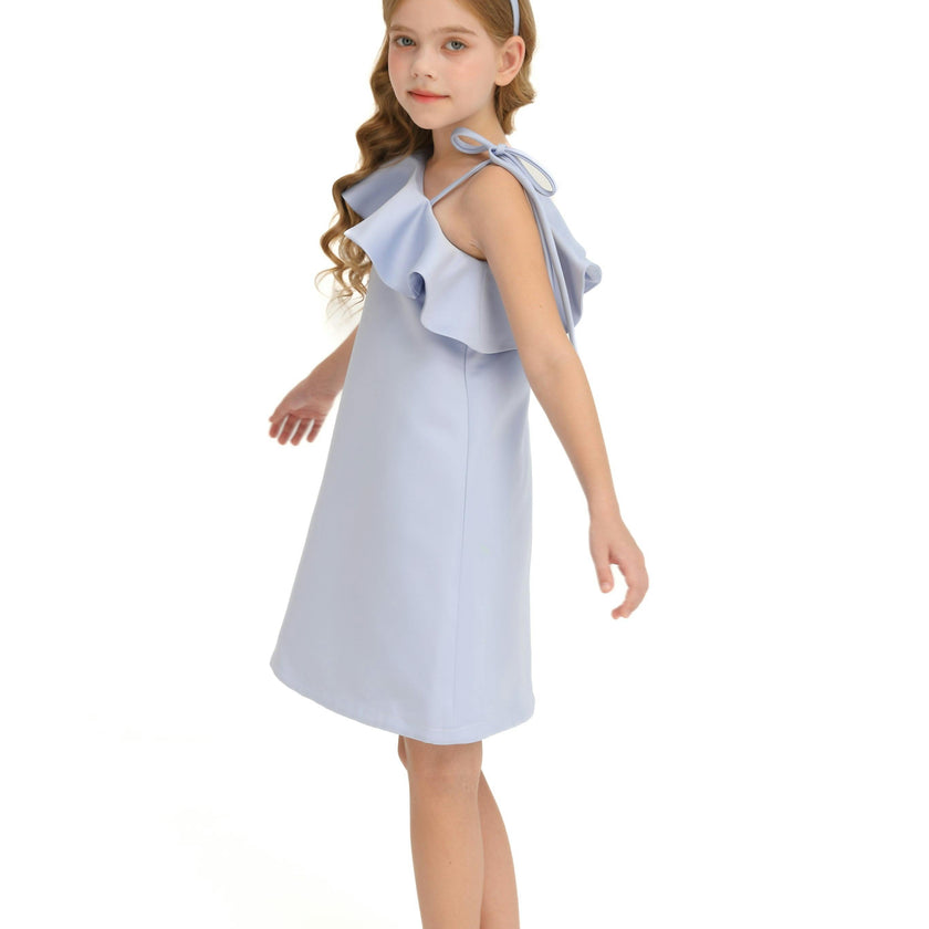 Blue Petulla Off Shoulder Ruffle Dress