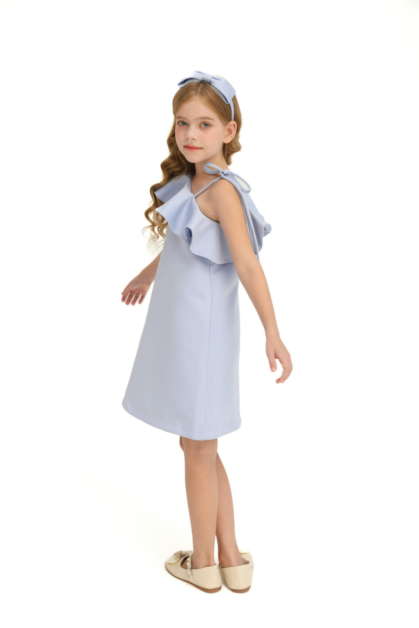 Blue Petulla Off Shoulder Ruffle Dress