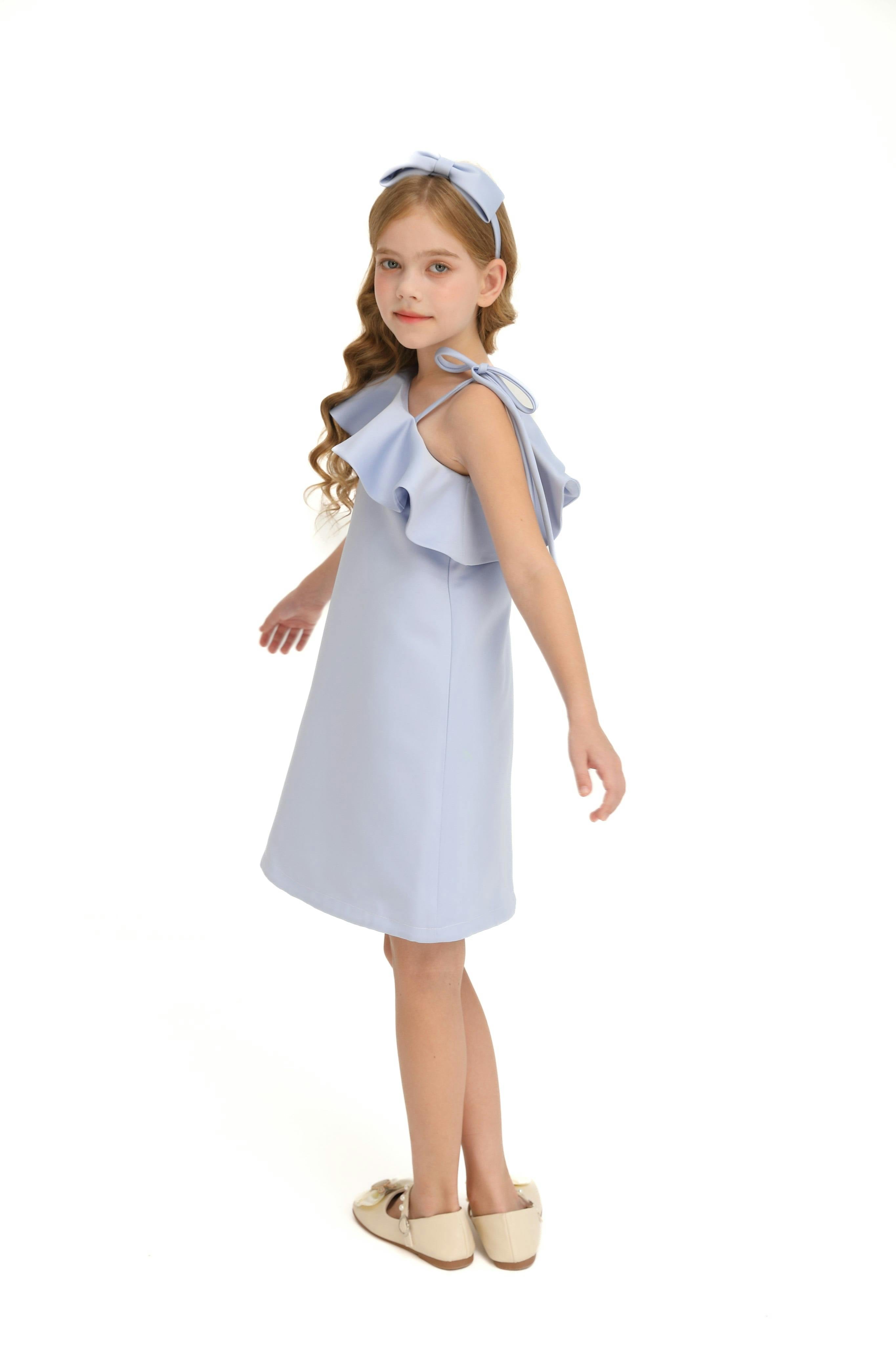 Blue Petulla Off Shoulder Ruffle Dress