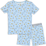 Milk & Cookies Blue Bamboo Kids Pajama Short Set