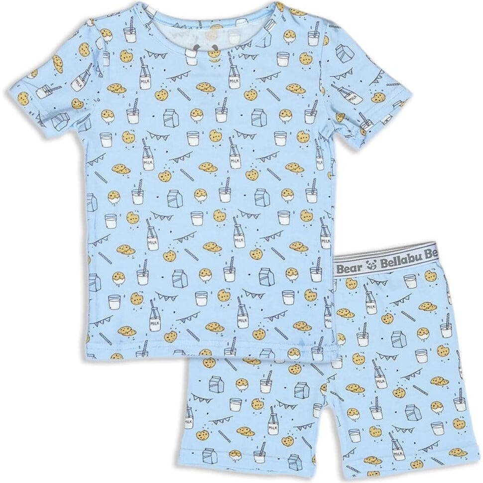 Milk & Cookies Blue Bamboo Kids Pajama Short Set