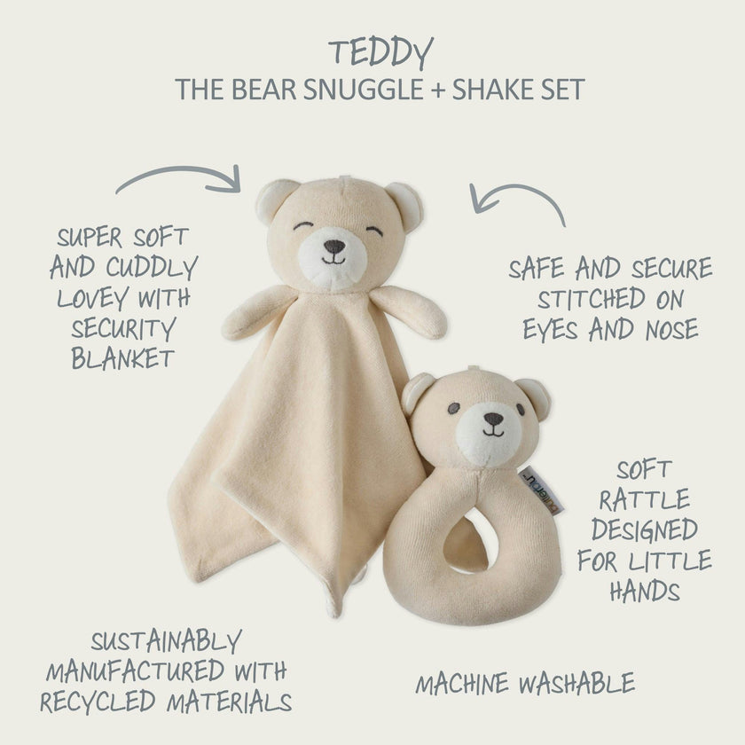 SNUGGLE + SHAKE - Baby Lovey Security Blanket Toy and Rattle Set