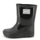 Kids Black Rain Boots with Applique