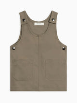 Alma Twill Jumper Dress - Olive