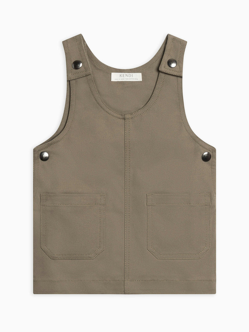 Alma Twill Jumper Dress - Olive