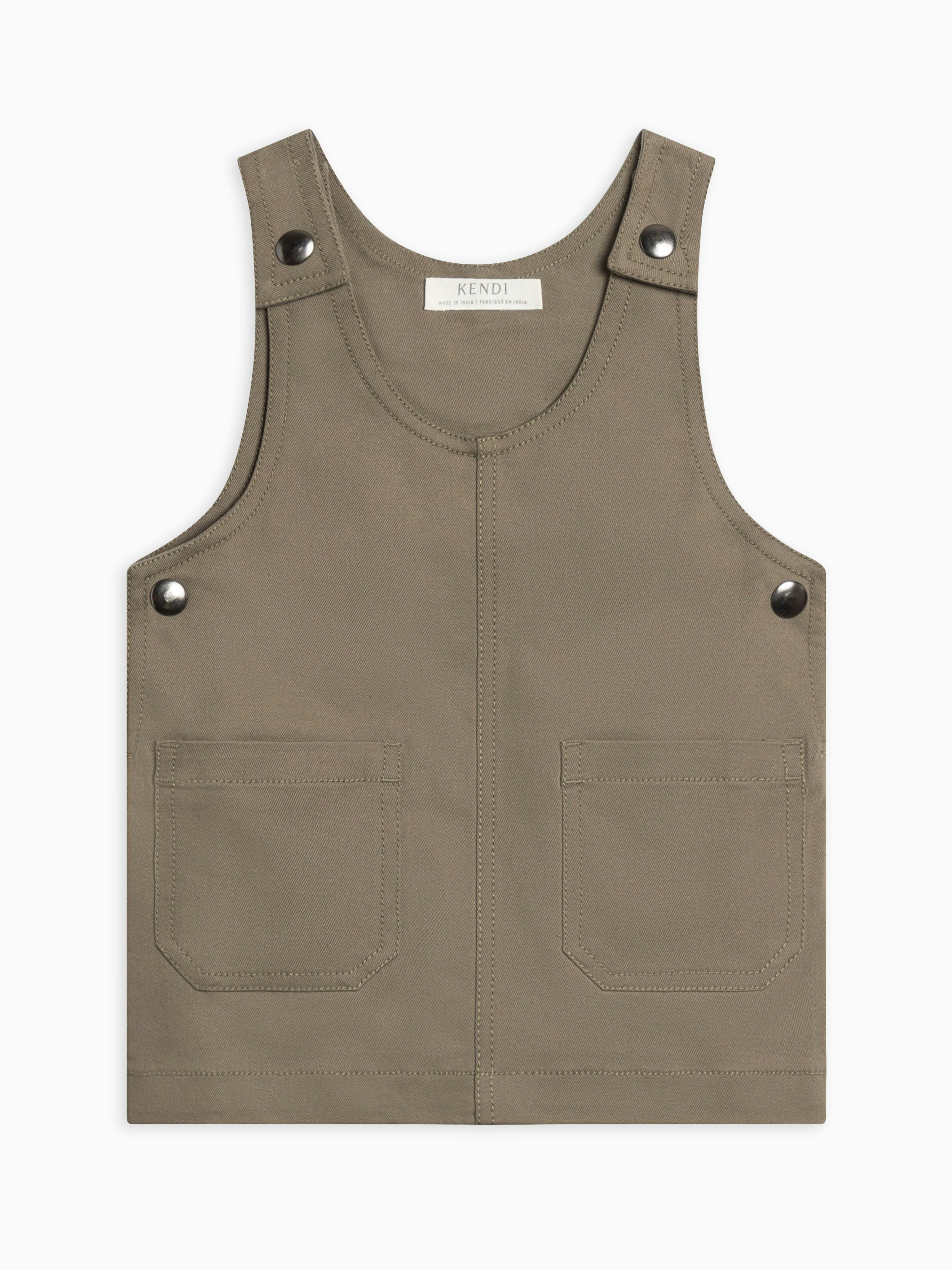 Alma Twill Jumper Dress - Olive