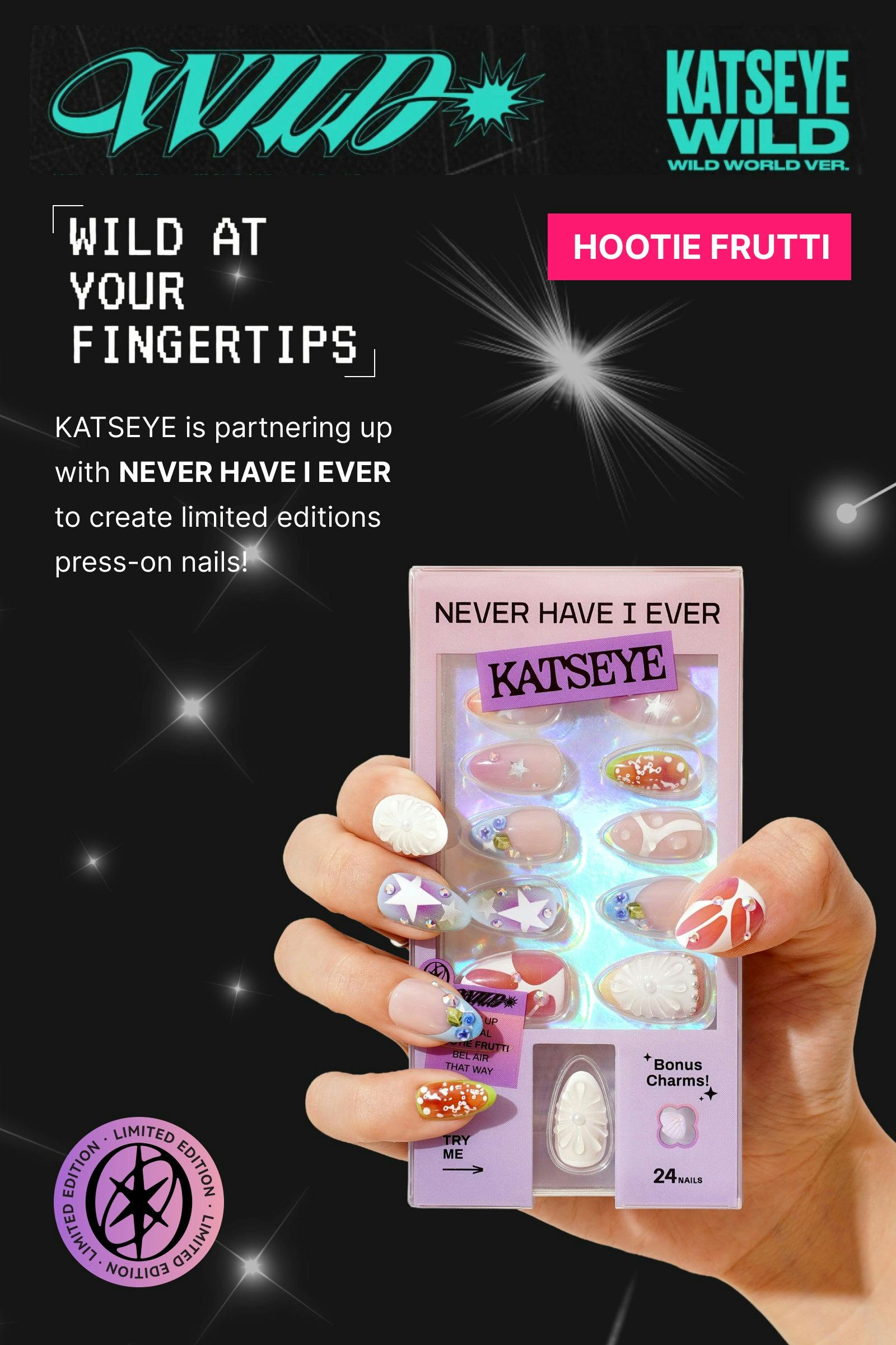 KATSEYE | HOOTIE FRUTTI – SHORT STILETTO PRESS-ON NAILS