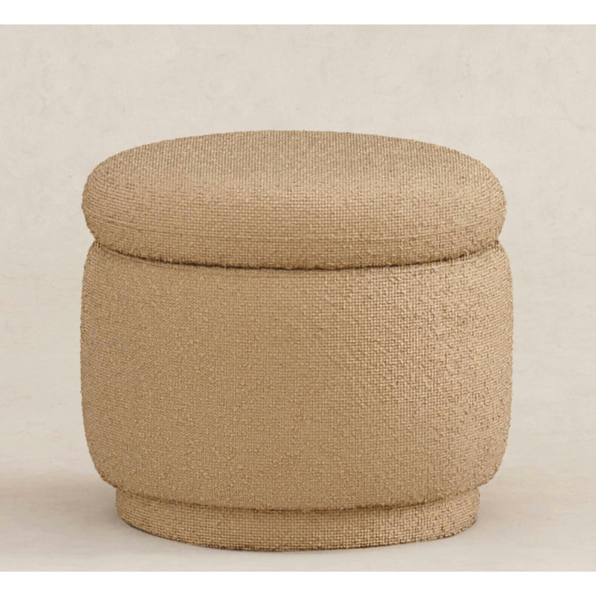 Enoki Storage Ottoman in Boucle in Sand Boucle