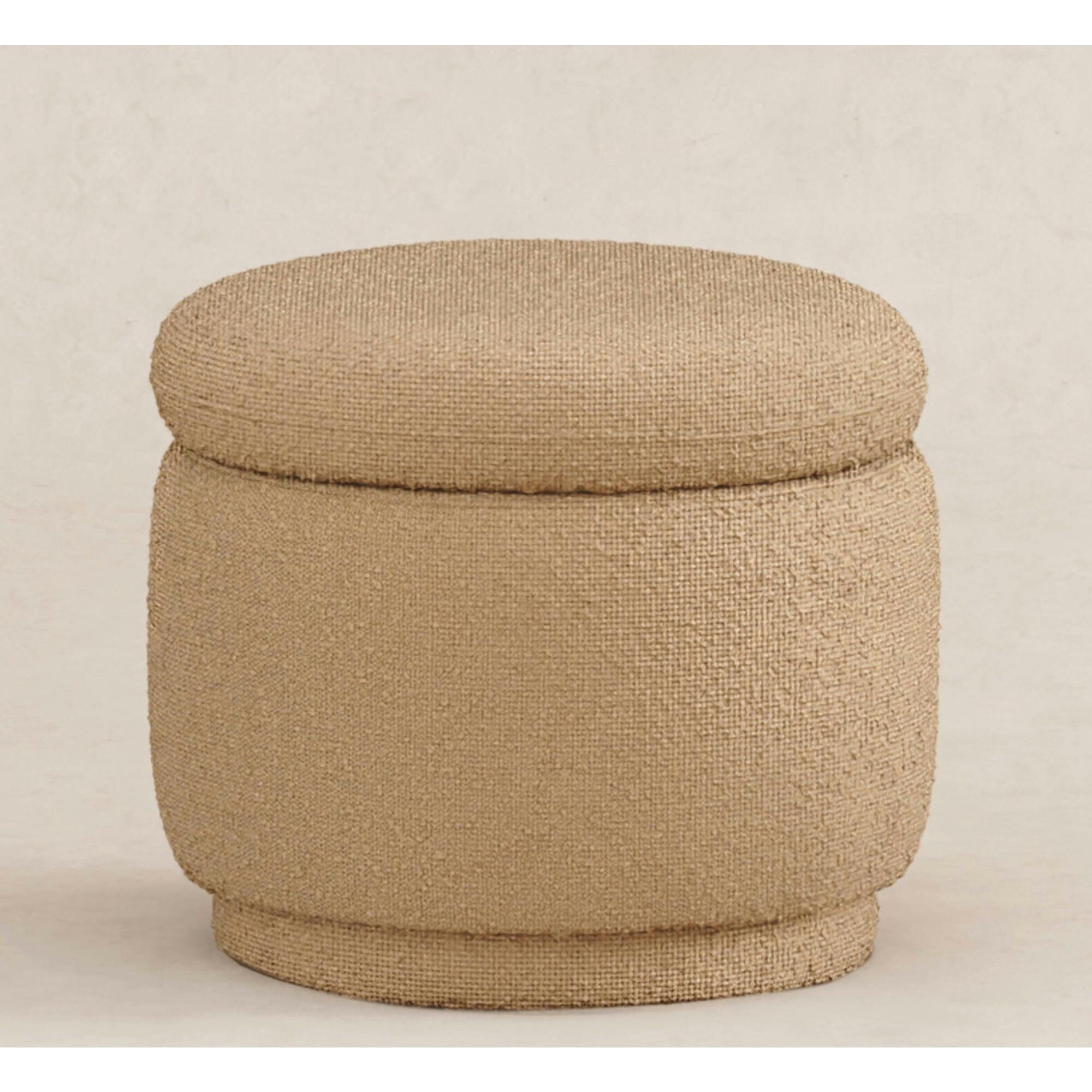 Enoki Storage Ottoman in Boucle in Sand Boucle