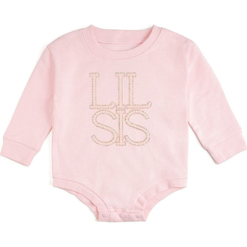 Lil Sis Pearl Patch Long Sleeve Romper - Ballet