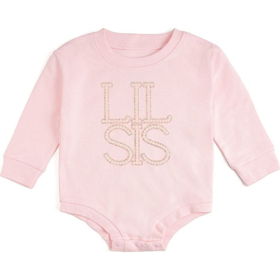 Lil Sis Pearl Patch Long Sleeve Romper - Ballet