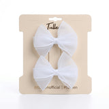 White Whisper Bow Hair Clip Set