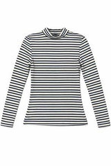 Stripped Micro Mock Neck Tee