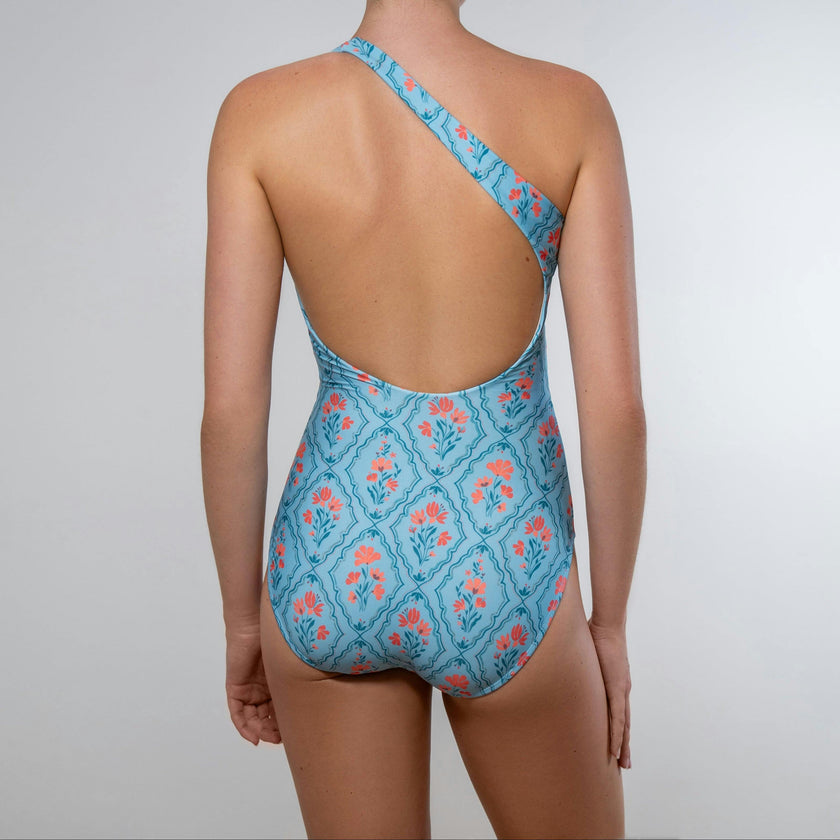 Willow Asymmetrical One Piece Swimsuit - Wallpaper