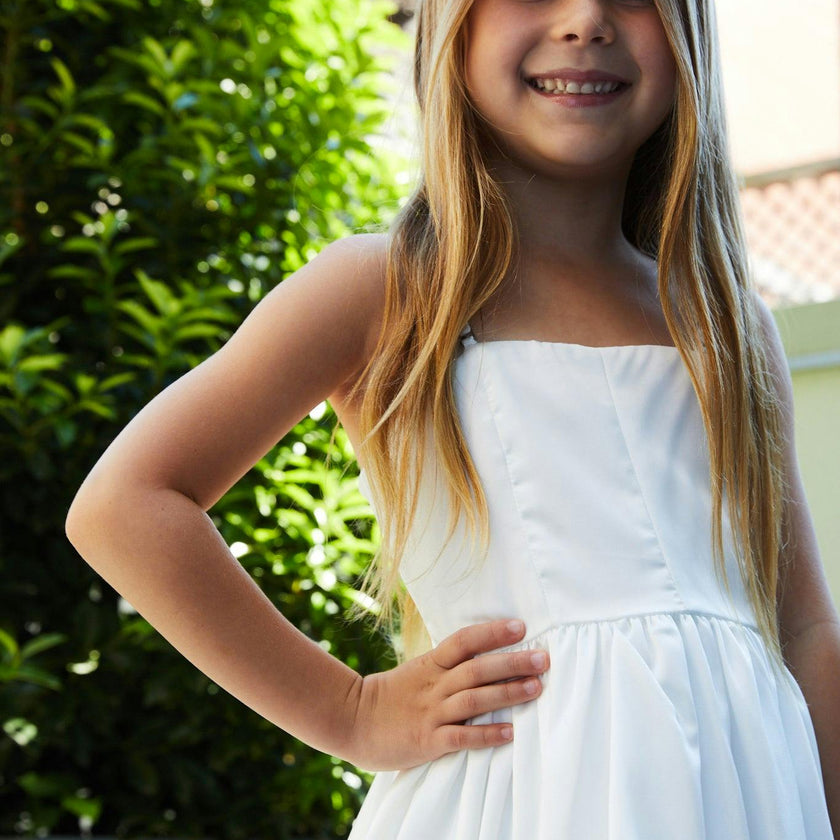 Bailey White Rose Satin Ballet Dress