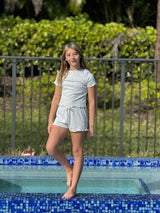 Girls Ribbed 2 Piece Top and Shorts Set