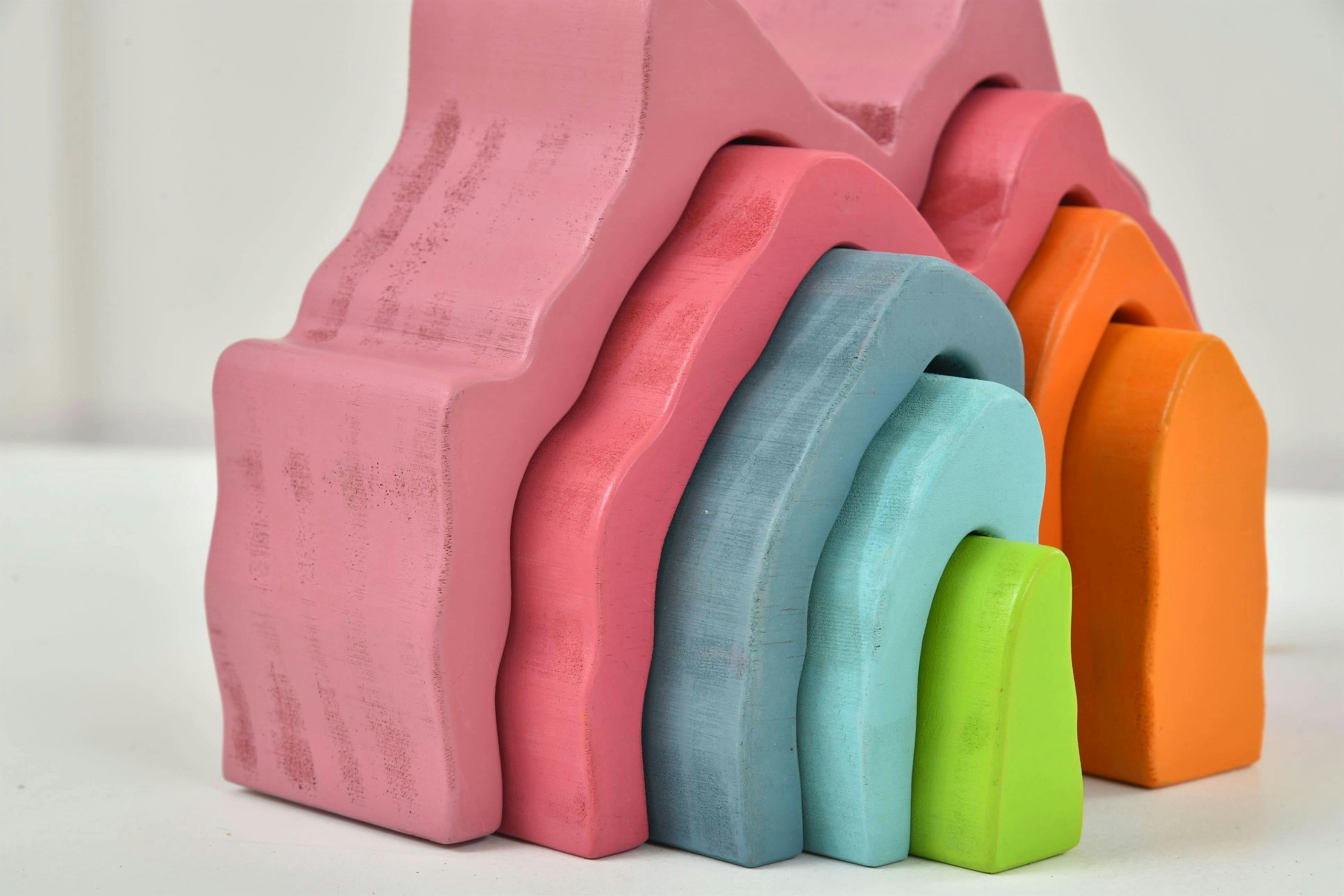 Wooden Mountain Rainbow Stacker | Montessori Stacking Blocks for Toddlers